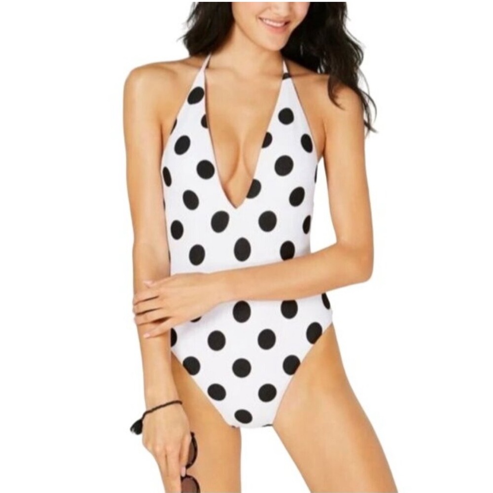 Bar III This‎ and Dots One Piece Swimsuit Polka Dots Black White size XL NWT
